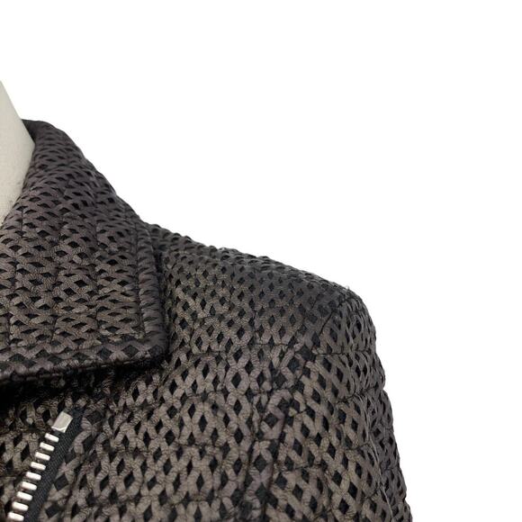 IRO Camy Moto Jacket Perforated Metallic Brown & Black Size EU 38 - Picture 5 of 16